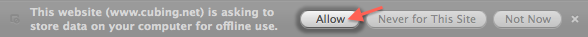 Offline storage dialog example in Firefox.